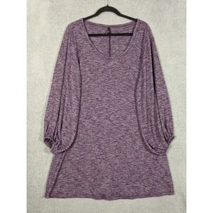 JW Style Tunic Top Women M Heathered Purple Rayon Blend Balloon Sleeve Cozy